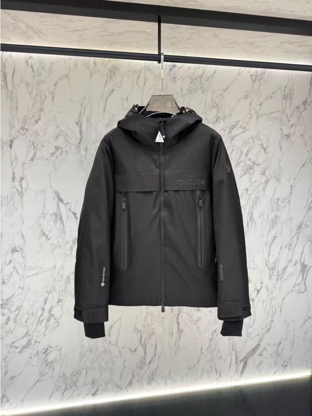 Moncler Black Hooded Raincoat Jacket